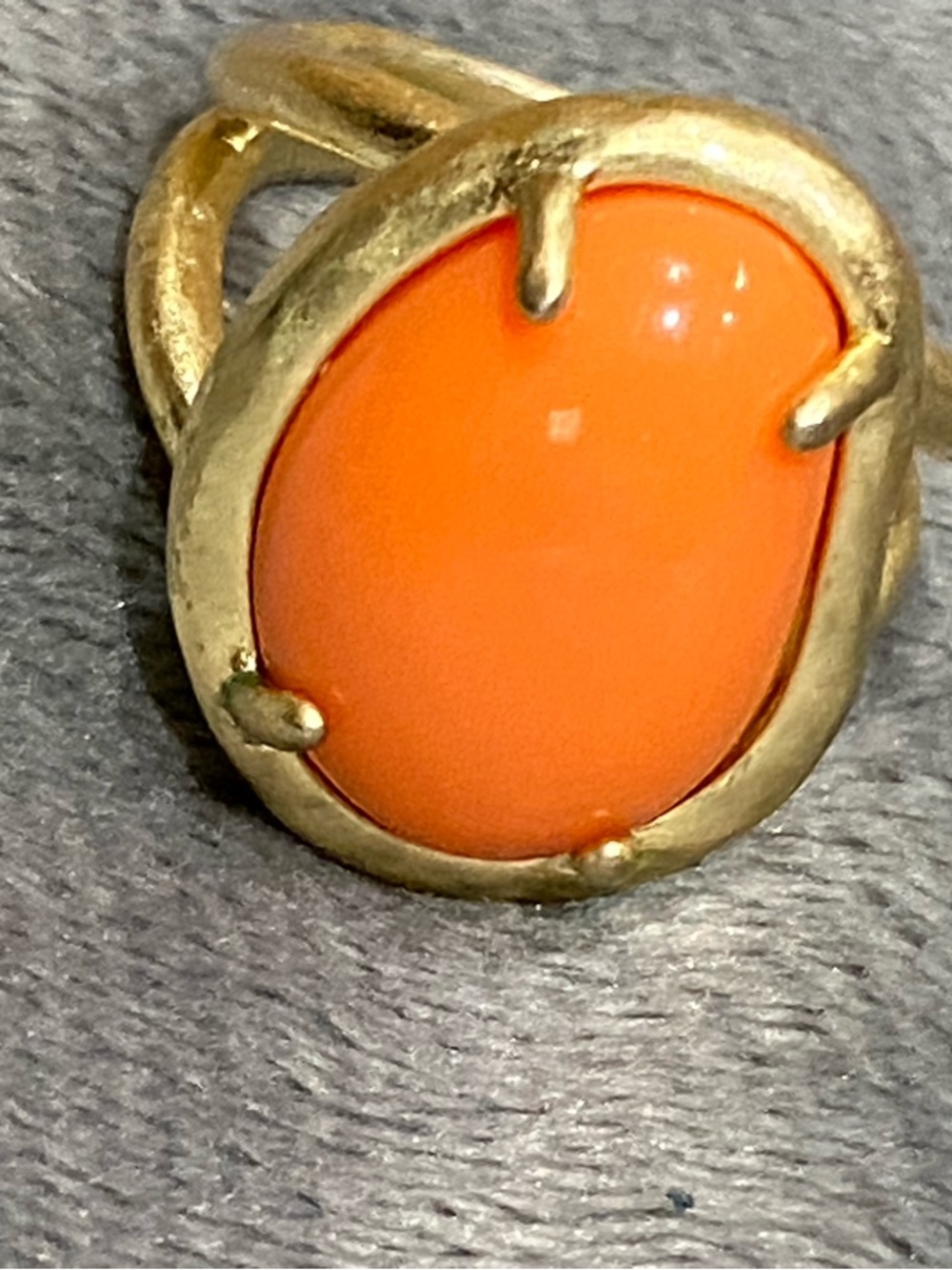 Lia Sophia Gold-Tone Ring with Bright Orange Cabochon